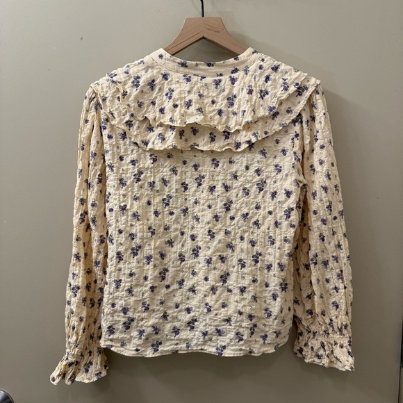 ZARA Ruffle Blouse ditsy Floral Print size medium cottage core modest bohemian - Picture 6 of 11